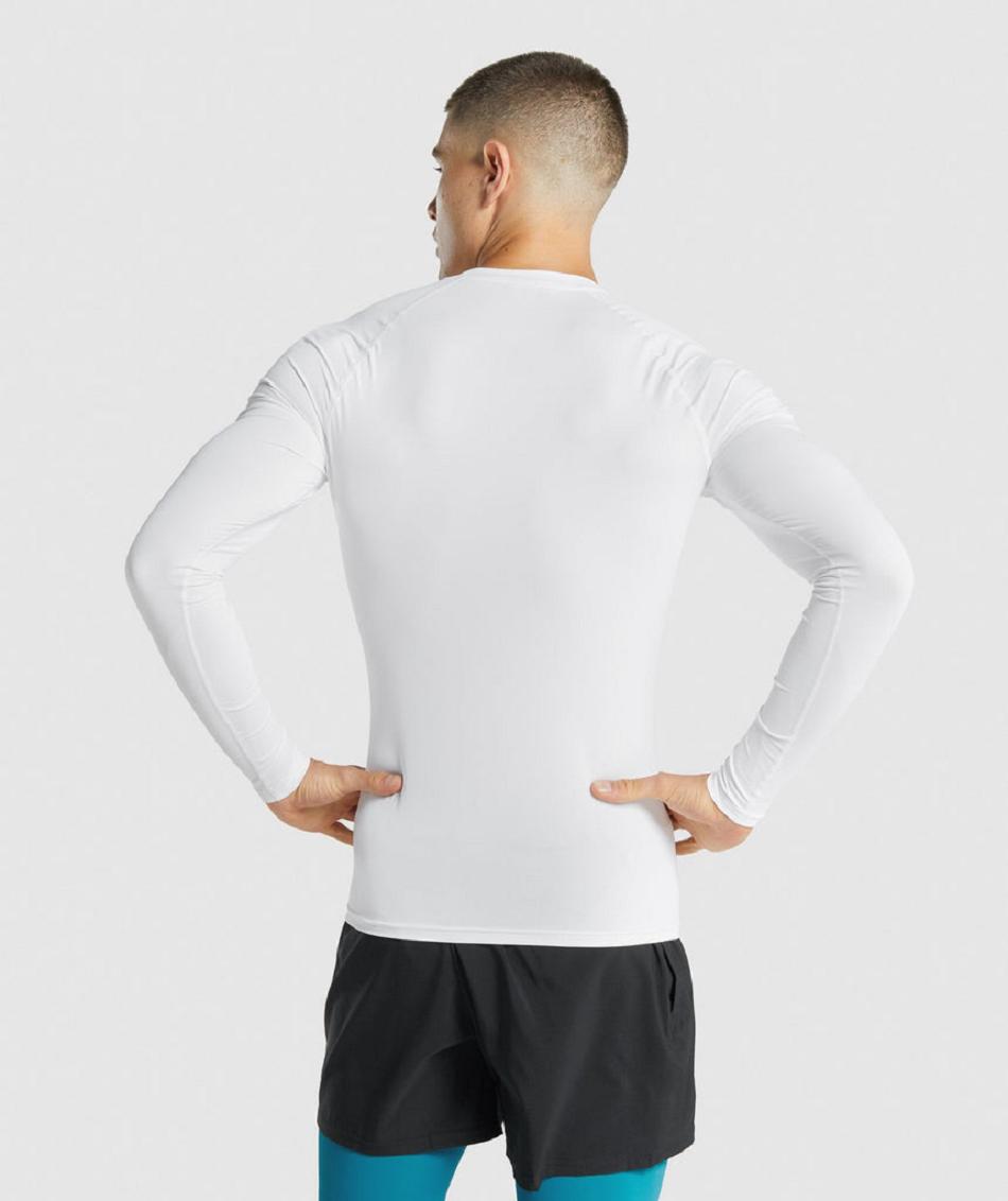 Gymshark Element Baselayer Muške Dugi Rukav Bijele | HR 2196SGL